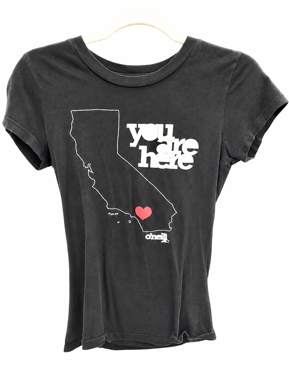O’neill You Are Here ♥️ Southern California Graphic Tee with Red Heart Small